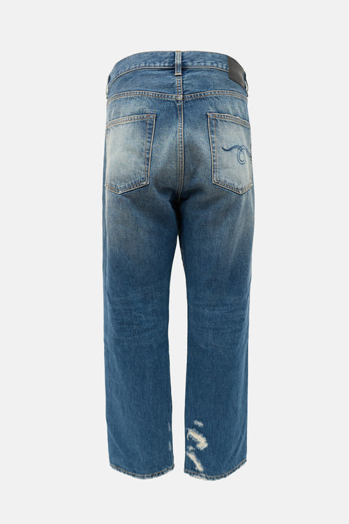 R13 Distressed Straight Leg Jeans
