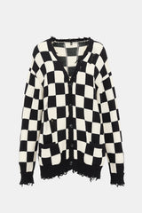 R13 Distressed Checkered Cardigan