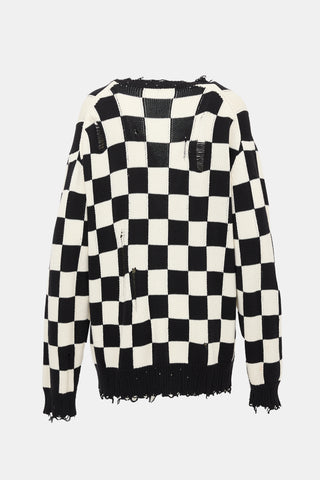 R13 Distressed Checkered Cardigan