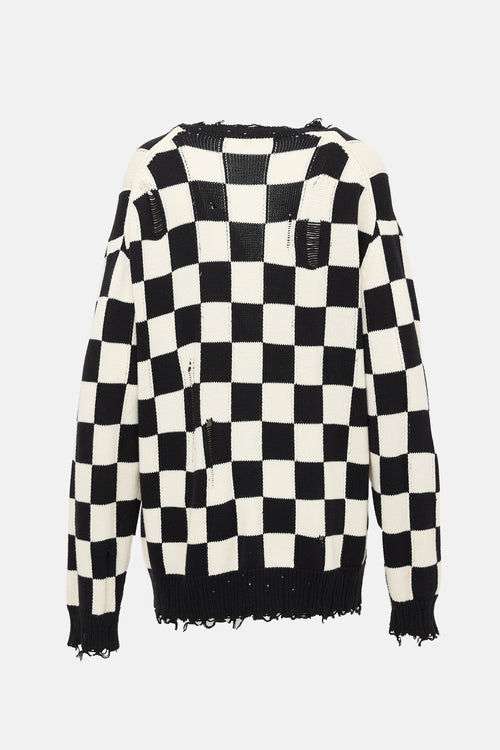 R13 Distressed Checkered Cardigan