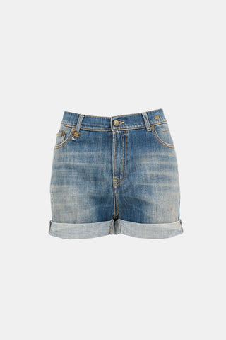 R13 Distressed Denim Slouch Shorts