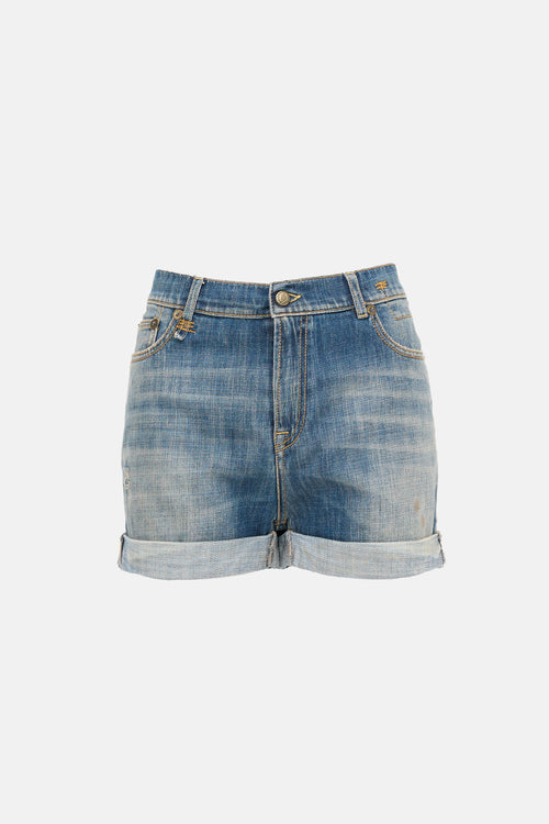 R13 Distressed Denim Slouch Shorts