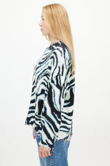 R13 Green Multicolour Oversized Distressed Sweater