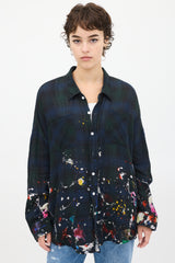 R13 Green & Multicolour Splatter Plaid Shirt