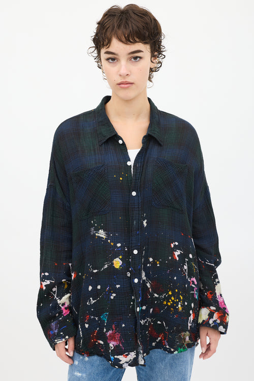 R13 Green & Multicolour Splatter Plaid Shirt