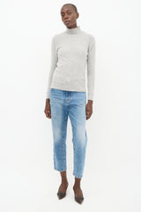 R13 Grey Cashmere Distressed Knit Sweater