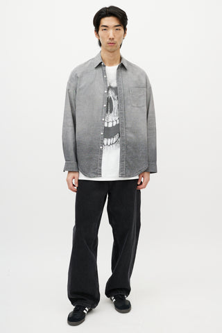 R13 Grey Chambray Contrast Stitch Shirt