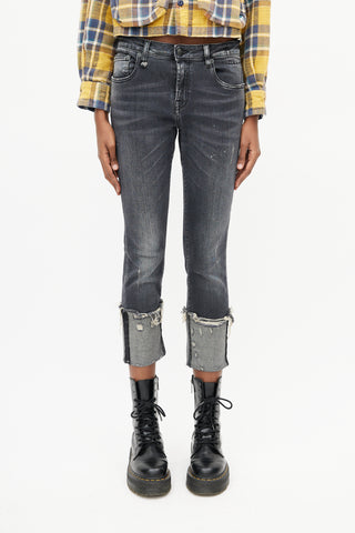 R13 Grey Kate Skinny Distressed Jeans