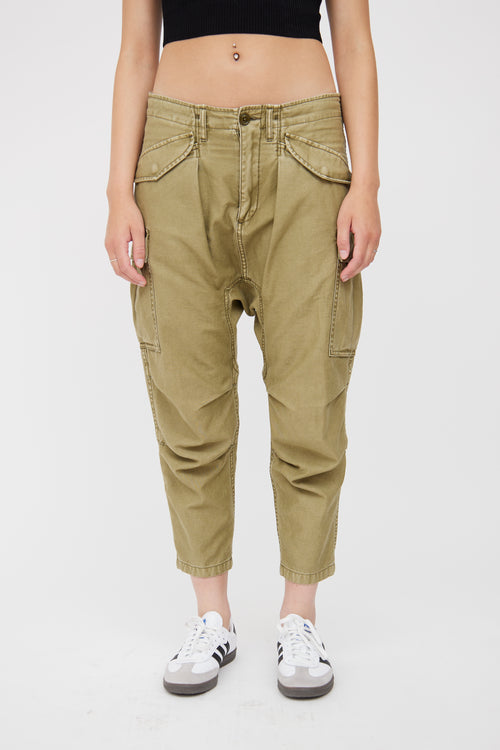 R13 Green Cotton Tactical Cargo Pant