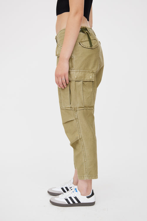 R13 Green Cotton Tactical Cargo Pant