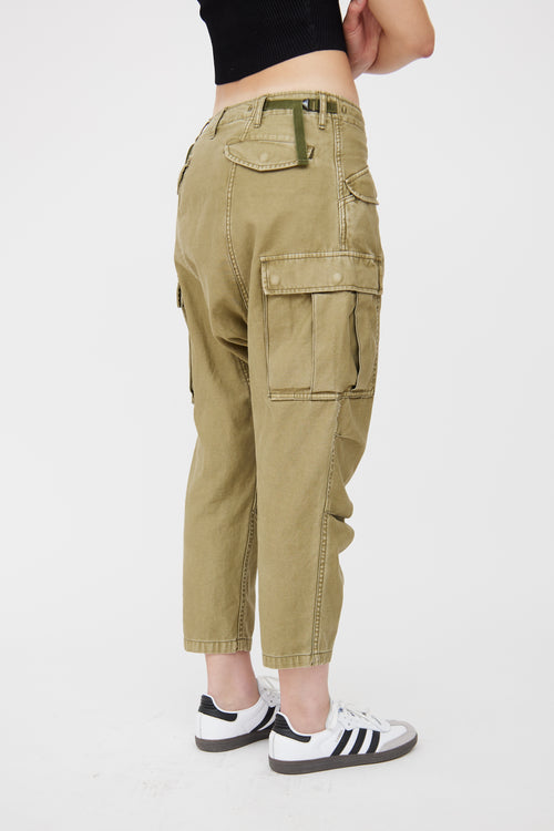 R13 Green Cotton Tactical Cargo Pant