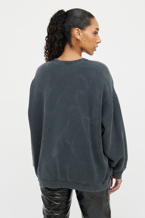 R13 Grey Graphic Crewneck Sweater