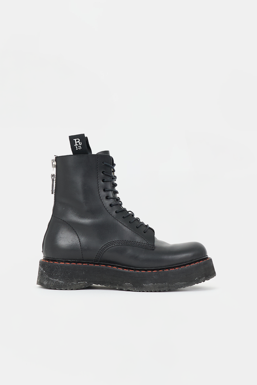 R13 Leather Stacked Combat Boot