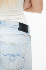 R13 Light Blue Crossover Denim Jeans