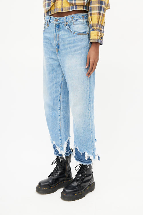 R13 Light Wash Camille Double Shred Hem Jeans