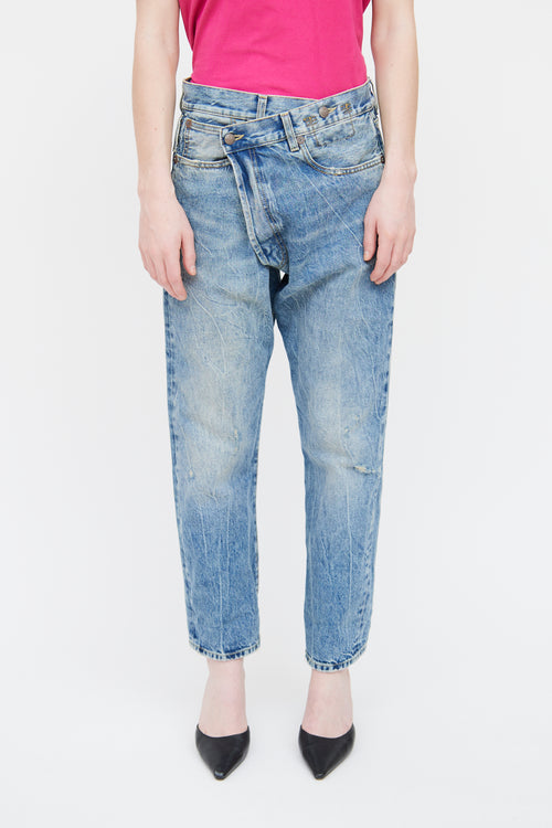 R13 Distressed Cross Over Jean