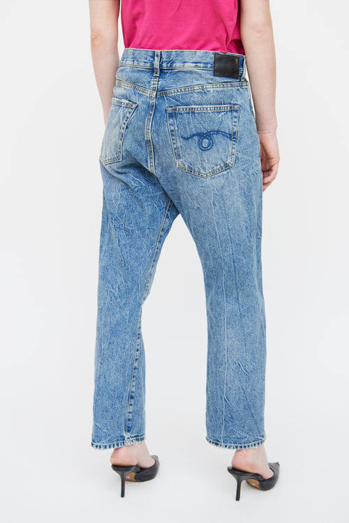 R13 Distressed Cross Over Jean