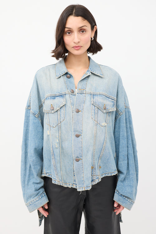 R13 Light Wash Holly Distressed Max's Oversized Trucker Jacket