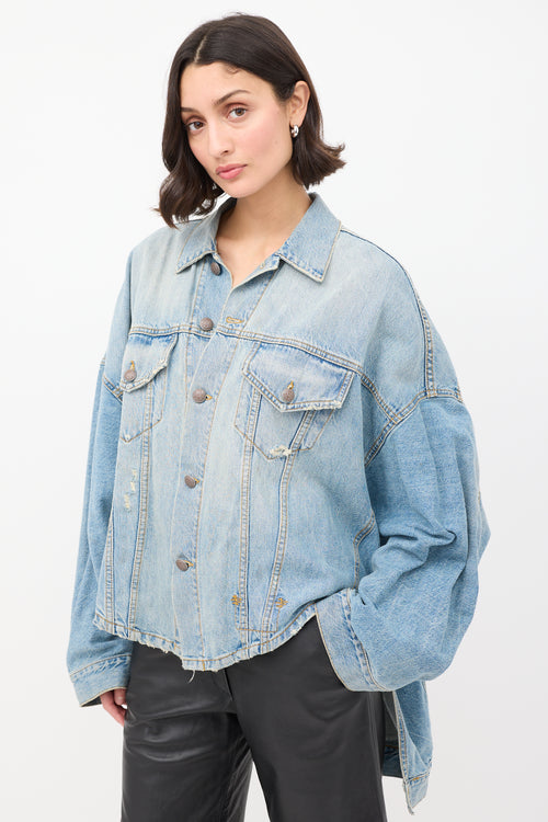 R13 Light Wash Holly Distressed Max's Oversized Trucker Jacket