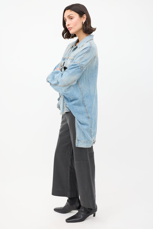 R13 Light Wash Holly Distressed Max's Oversized Trucker Jacket