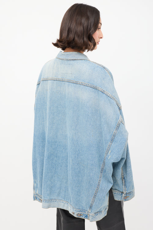 R13 Light Wash Holly Distressed Max's Oversized Trucker Jacket