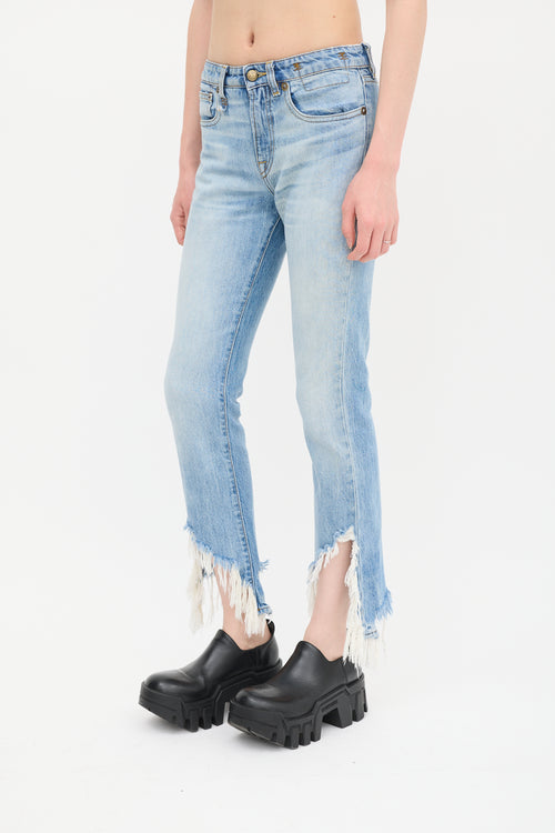 R13 Light Wash Kick Fit Distressed Jeans