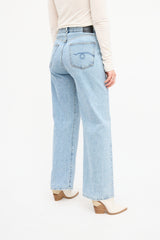 R13 Light Wash Wide Leg Crossover Jeans