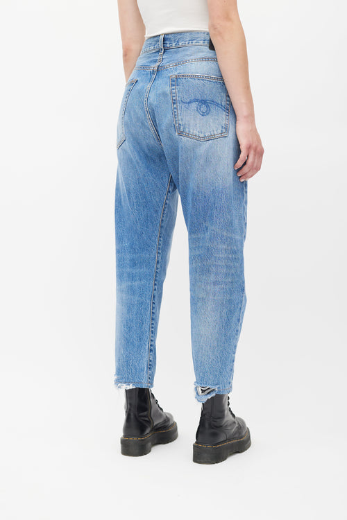 R13 Blue Medium Wash Cross Over Jeans
