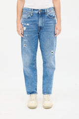 R13 Medium Wash Boyfriend Distressed Jeans