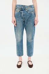 R13 Medium Wash Kelly Cross Over Jeans