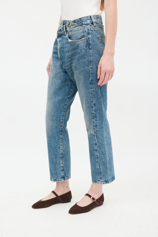 R13 Medium Wash Kelly Cross Over Jeans