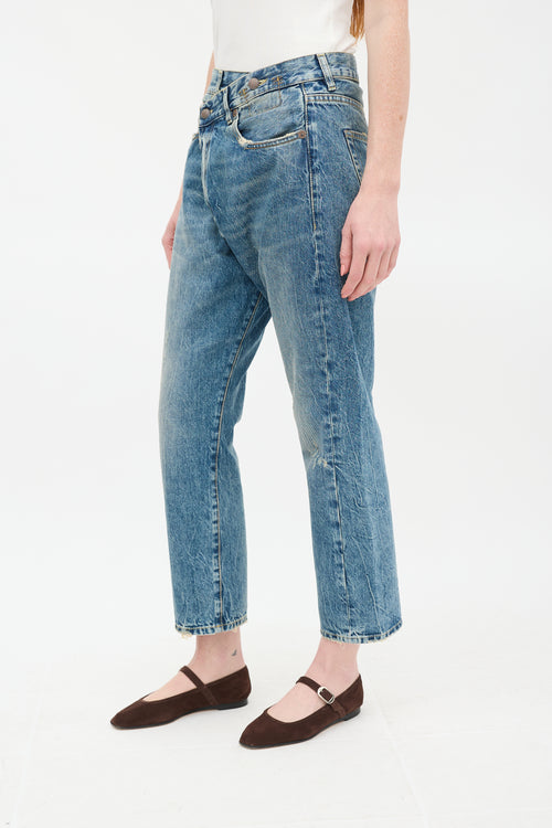 R13 Medium Wash Kelly Cross Over Jeans