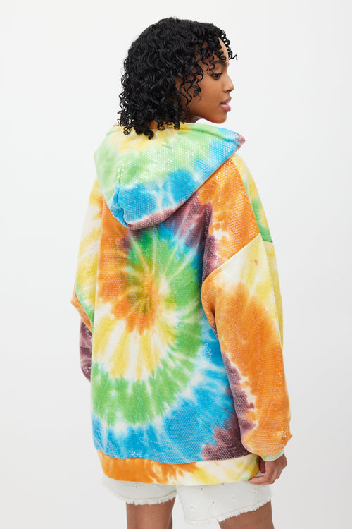 R13 Multicolour Tie Dye Sequin Oversized Hoodie