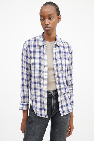R13 Navy & Multicolour Plaid Shirt