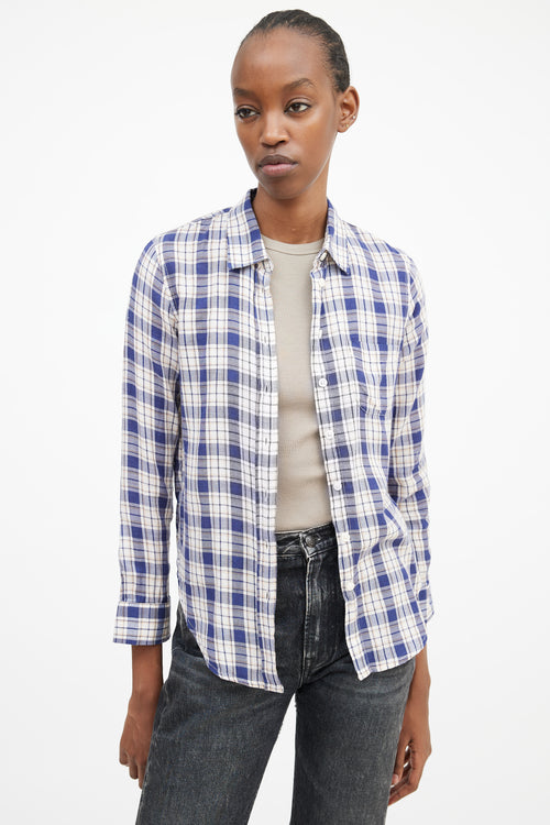 R13 Navy & Multicolour Plaid Shirt
