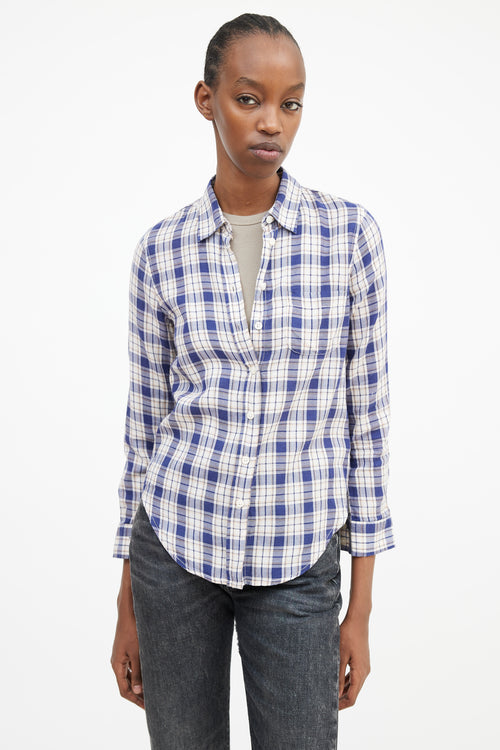 R13 Navy & Multicolour Plaid Shirt