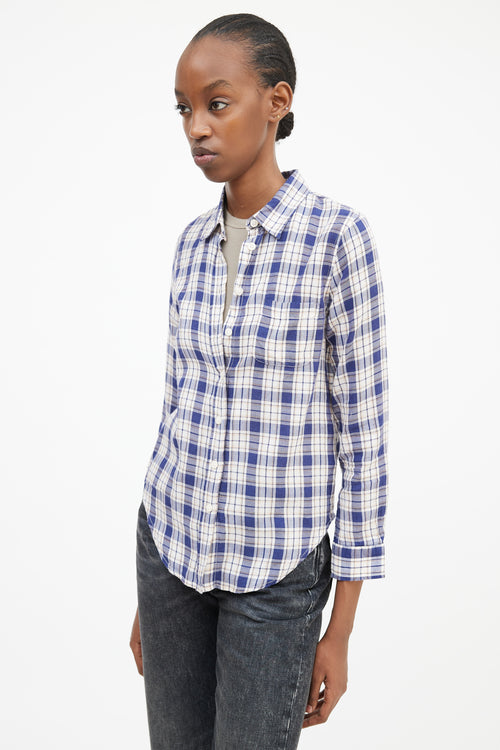 R13 Navy & Multicolour Plaid Shirt