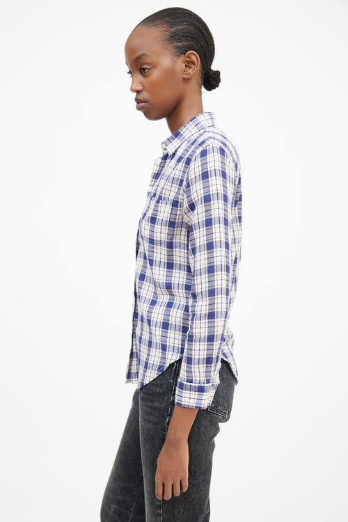 R13 Navy & Multicolour Plaid Shirt