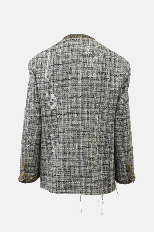 R13 Paint Splatter Oversized Tweed Blazer