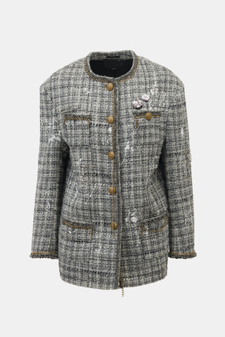 R13 Paint Splatter Oversized Tweed Blazer
