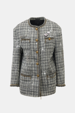 R13 Paint Splatter Oversized Tweed Blazer