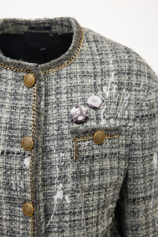 R13 Paint Splatter Oversized Tweed Blazer