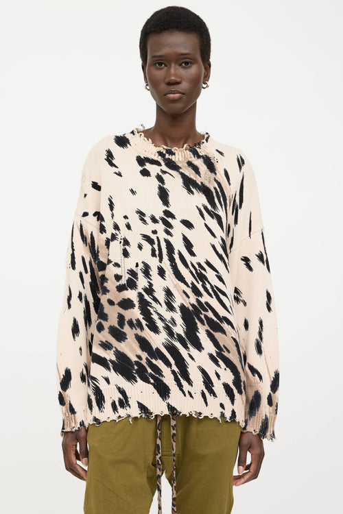 R13 Distressed Pattern Knit Sweater