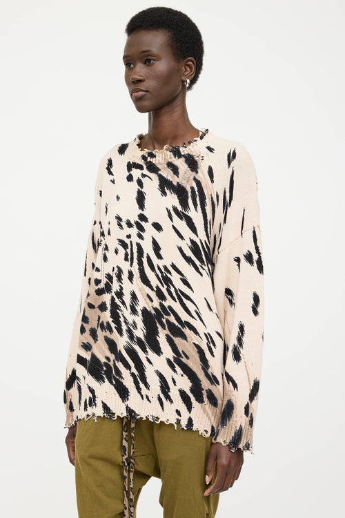 R13 Distressed Pattern Knit Sweater