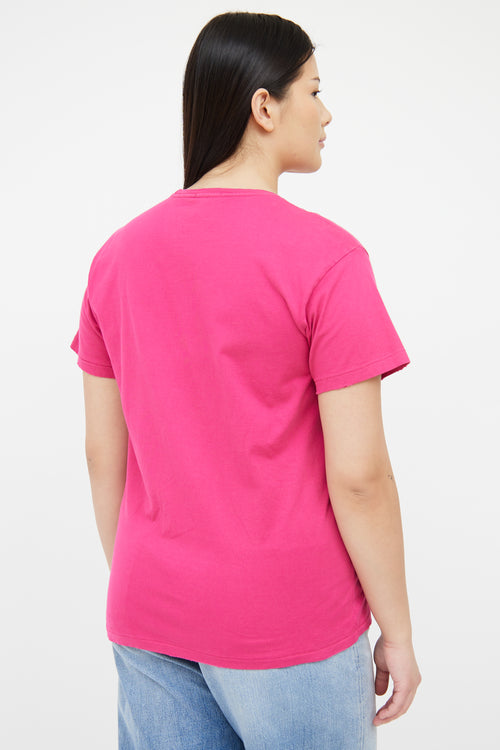 R13 Pink Graphic Text Short Sleeve T-shirt