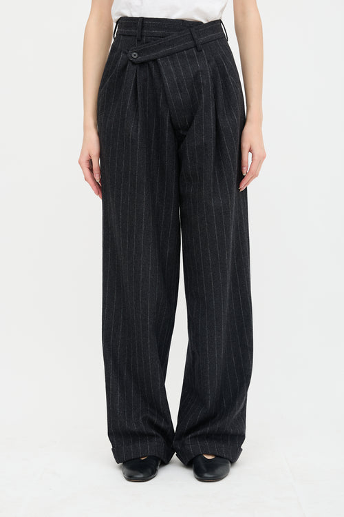 R13 Pinstripe Cross Over Trouser