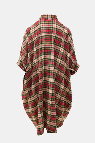 R13 Plaid Oversized Boxy Shirt Dress