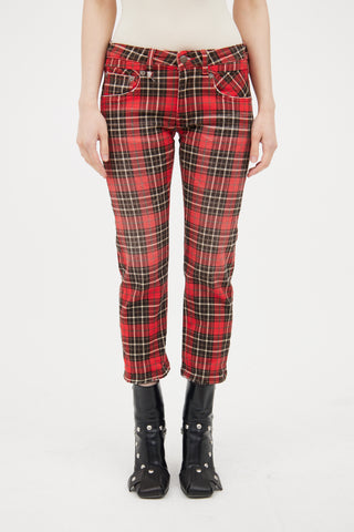 R13 Red & Black Boy Plaid Cropped Jeans