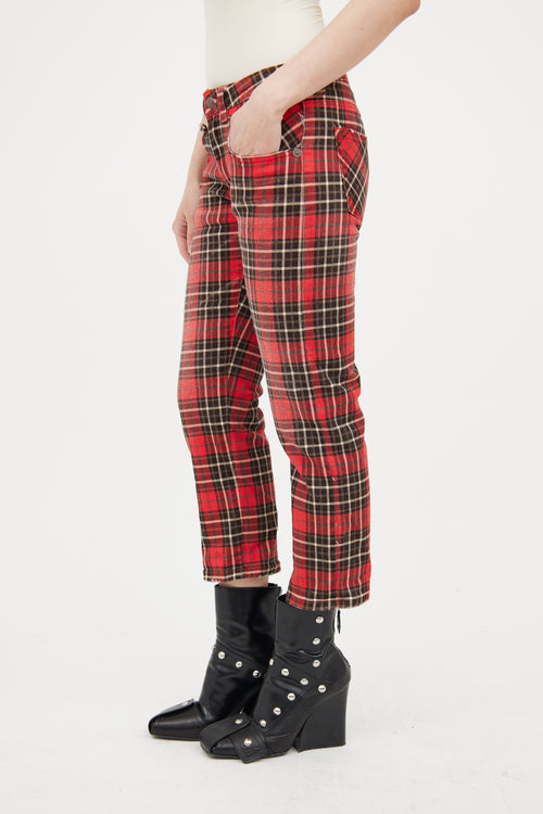 R13 Red & Black Boy Plaid Cropped Jeans