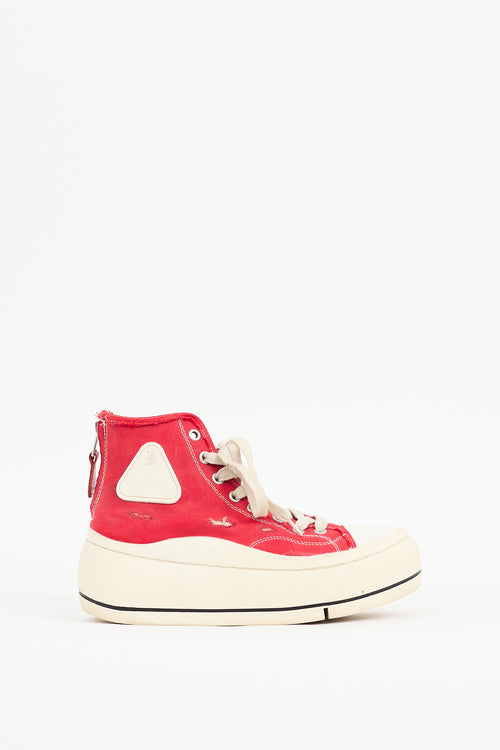 R13 Red & White Kurt Platform Sneaker